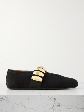 Alaïa Embellished suede ballet flats