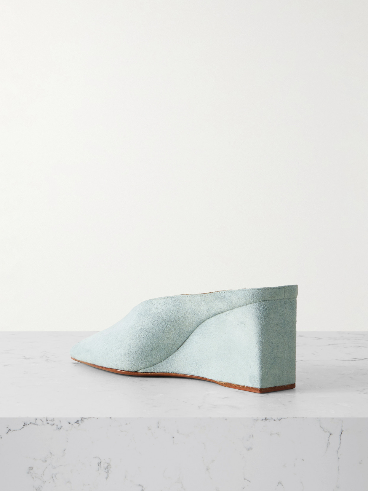 Alaïa Cube 75 Suede Wedge Mules