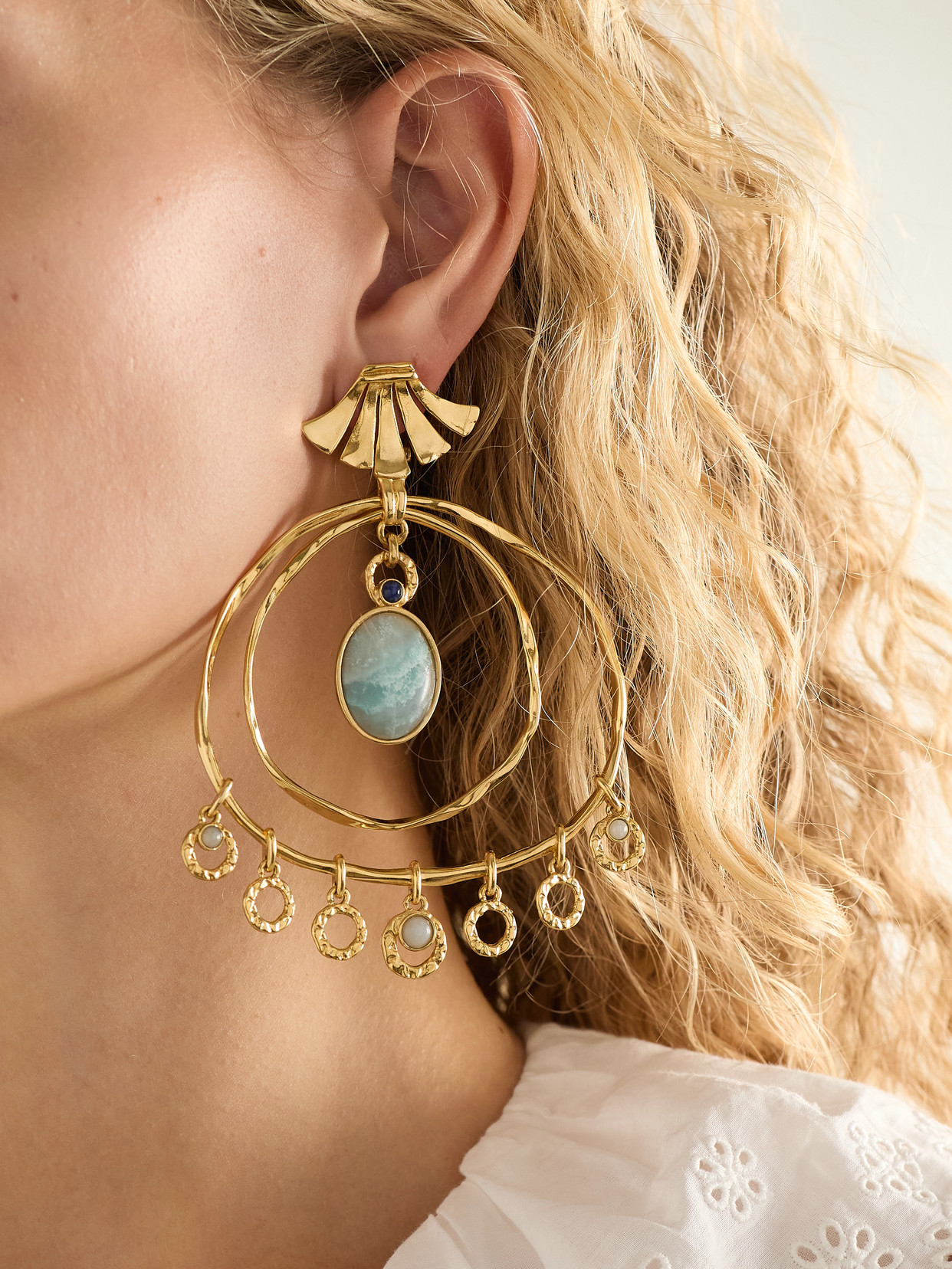 Chloé Sunflower Gold-tone, Amazonite And Sodalite Earrings