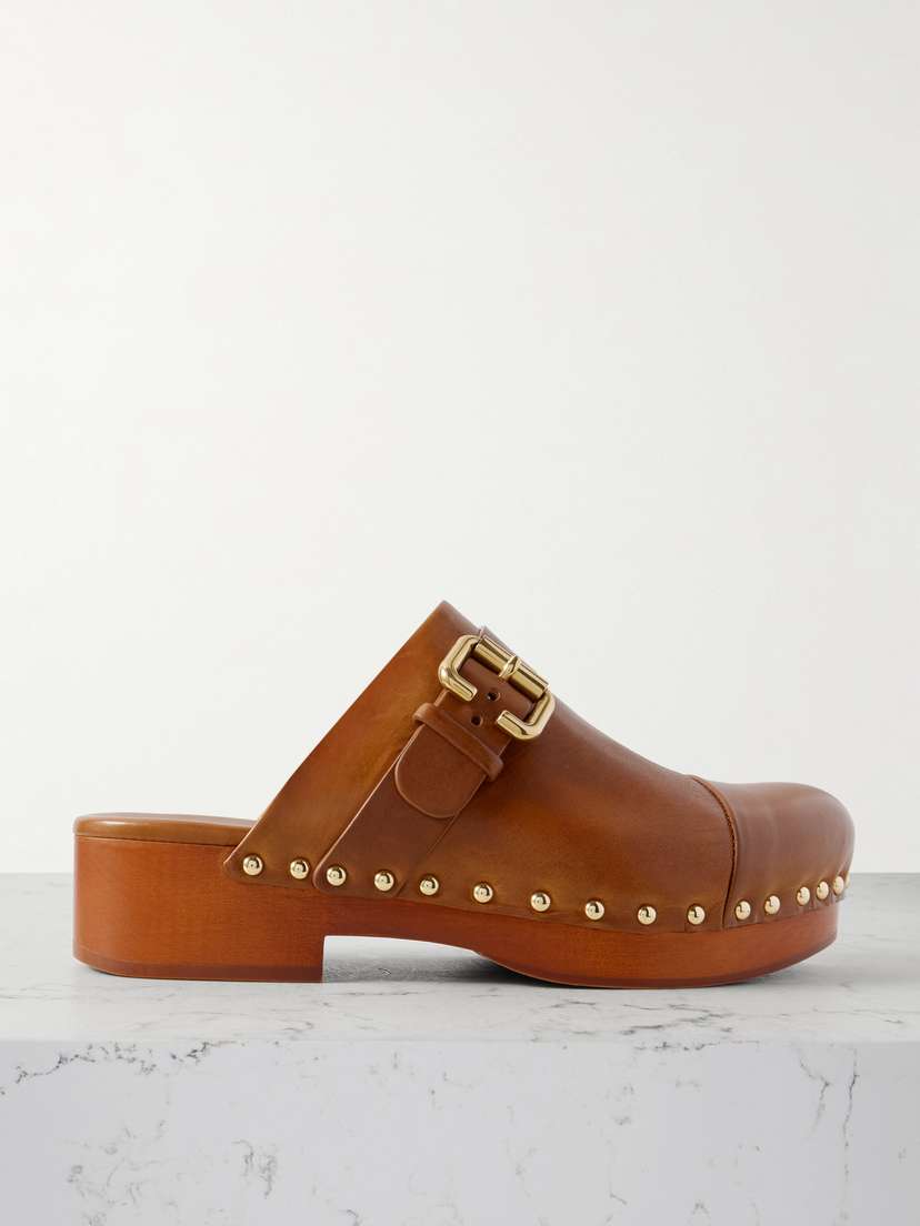 Chloé Jeannette Embellished Leather Clogs