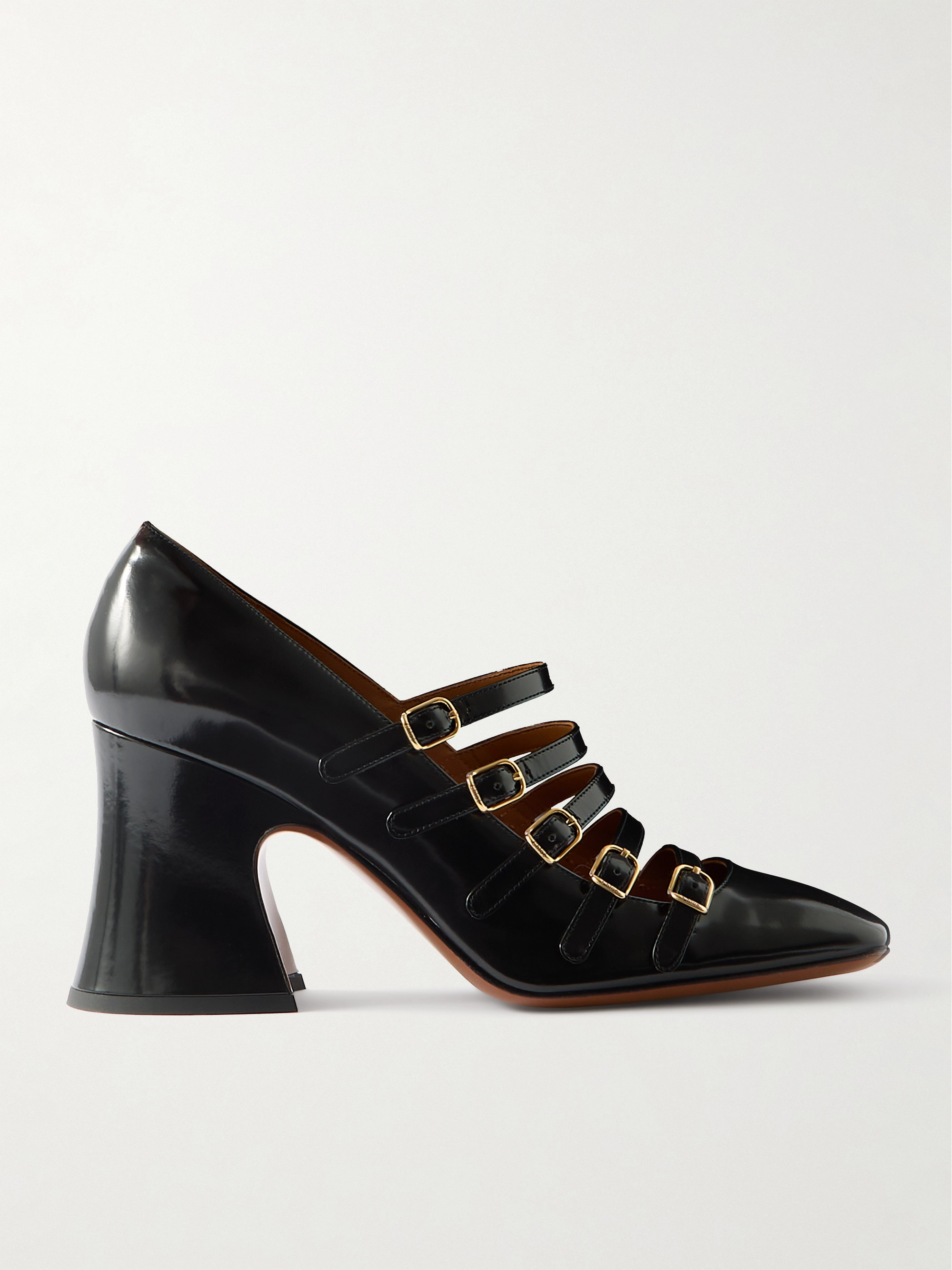 Chloé Janis buckled glossed-leather Mary Jane pumps