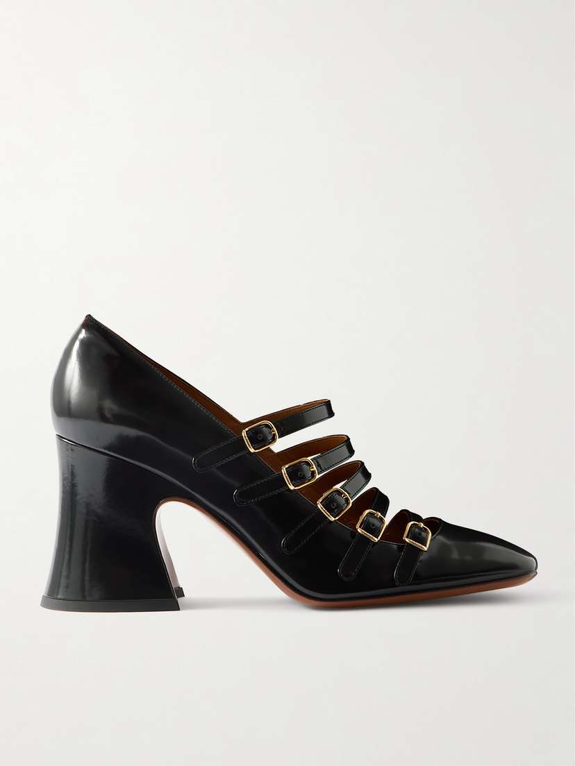 Chloé Janis Buckled Glossed-leather Mary Jane Pumps