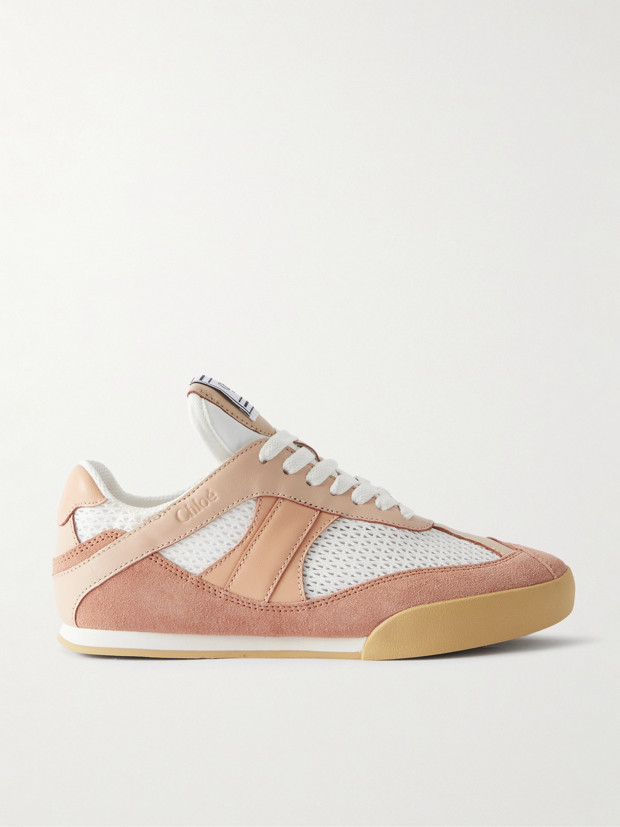 Chloé Kick Leather And Suede-trimmed Mesh Trainers