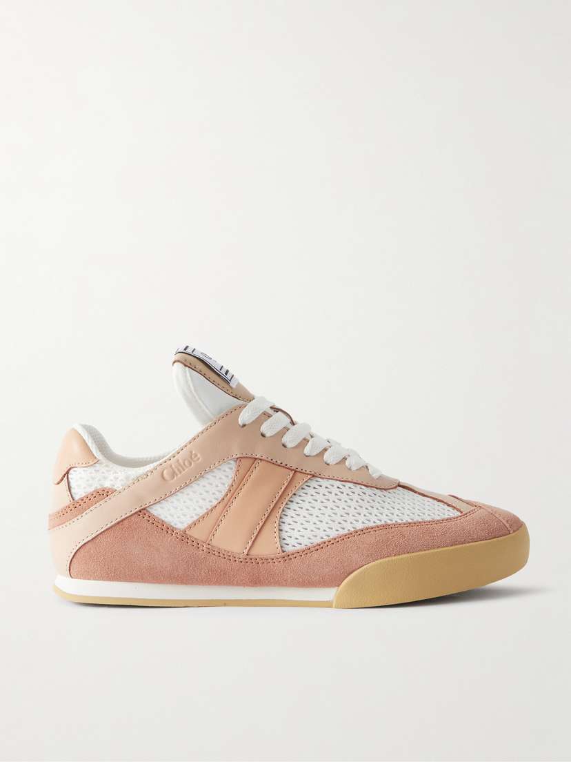 Chloé Kick Leather And Suede-trimmed Mesh Sneakers