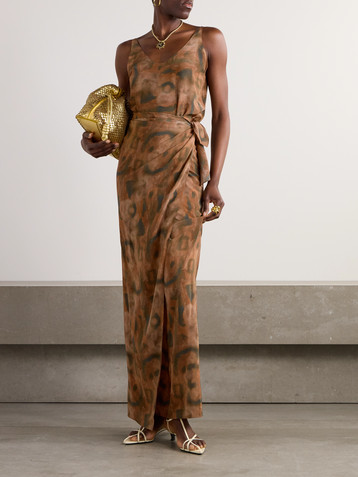 Cortana Mala printed silk maxi wrap dress