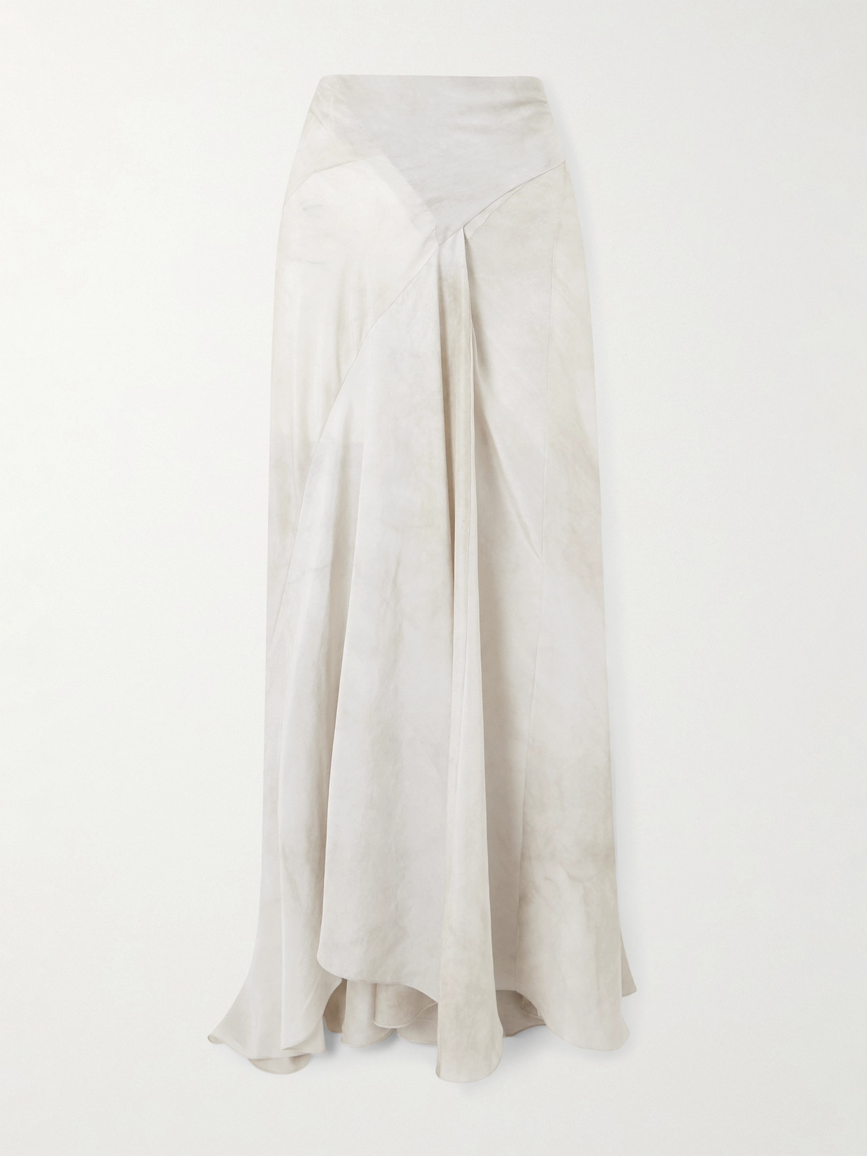 Cortana Dali Asymmetric Paneled Silk Maxi Skirt