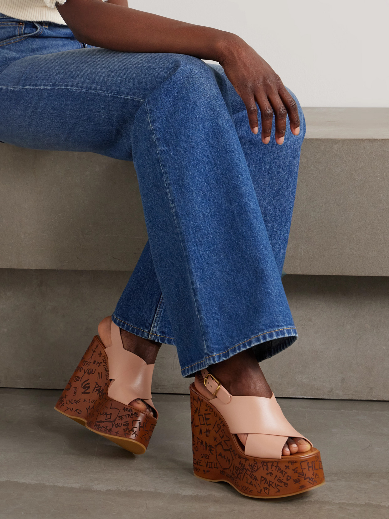 Chloé - Maxime Leather Wedge Sandals
