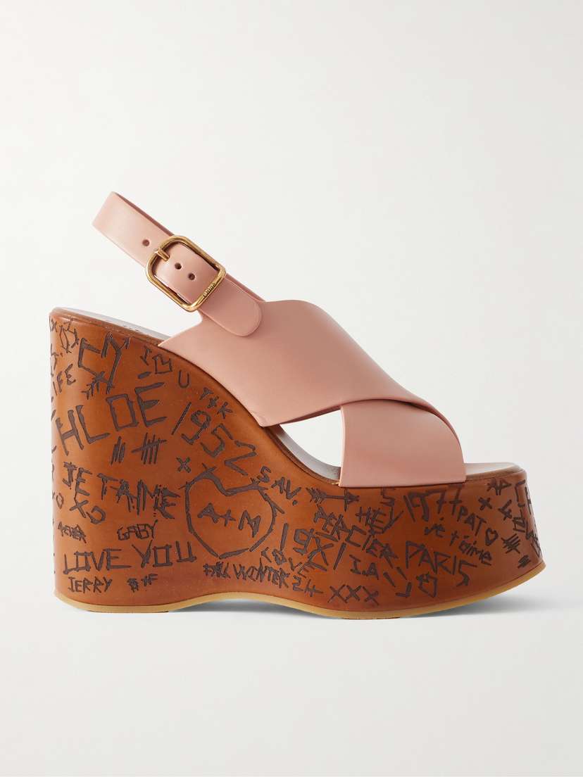 Chloé Maxime Leather Wedge Sandals