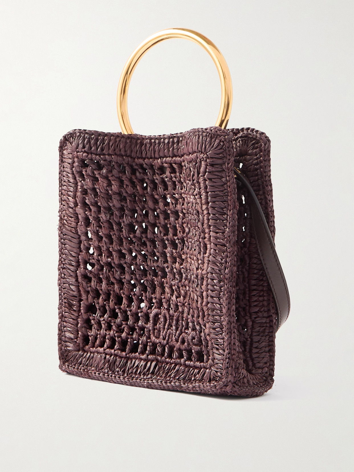 Chloé Summer Banana Small Leather-trimmed Woven Raffia Tote Bag