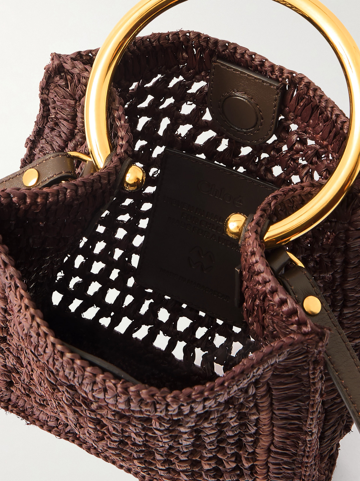 Chloé Summer Banana Small Leather-trimmed Woven Raffia Tote Bag