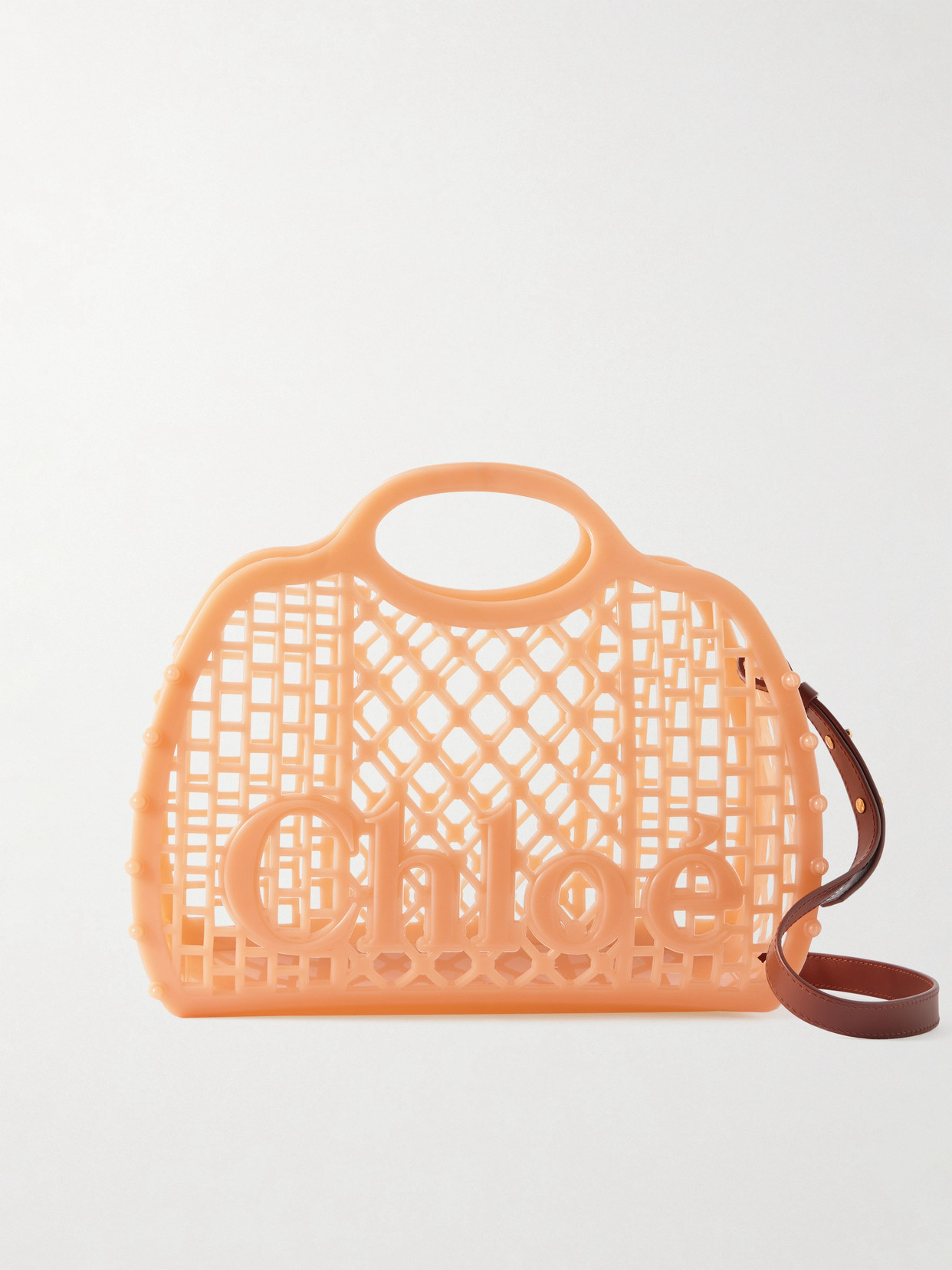 Chloé Cage Leather-trimmed Studded Rubber Shoulder Bag