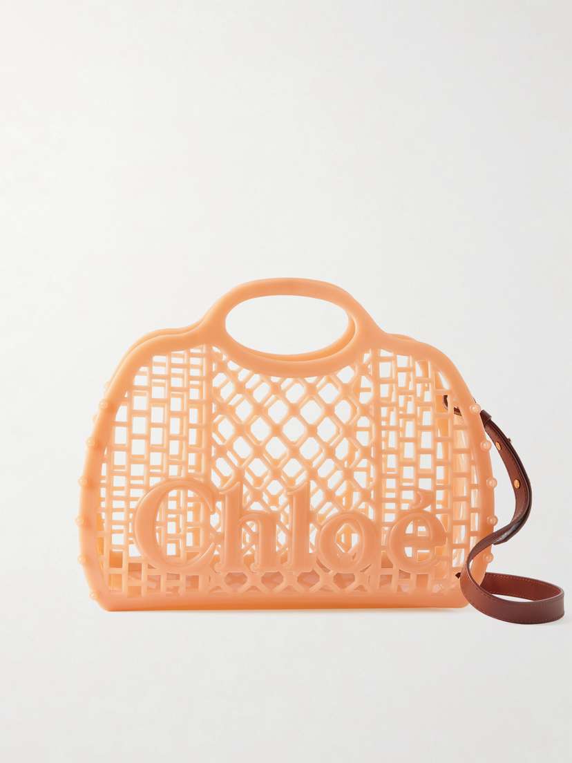 Chloé Cage Leather-trimmed Studded Rubber Shoulder Bag