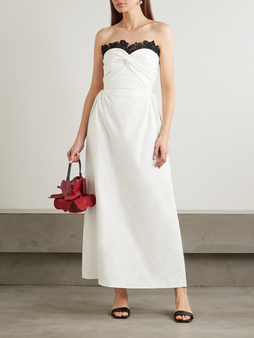 Kika Vargas Rose guipure lace-trimmed faille maxi dress