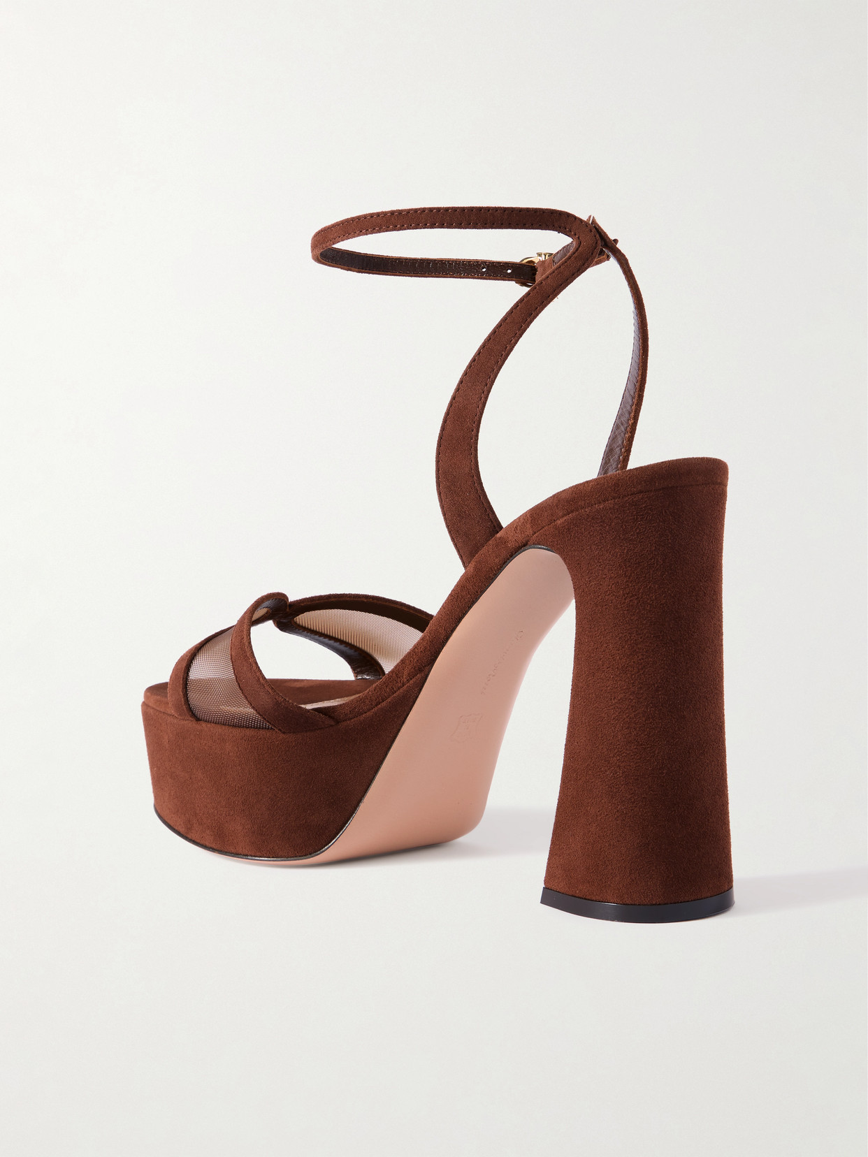 Gianvito Rossi Suede Mesh Platform Sandals In Brown