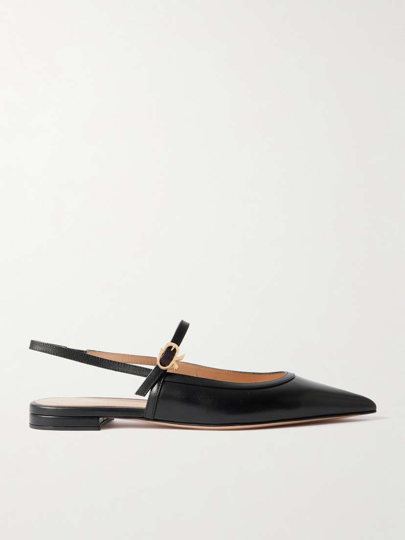 Gianvito Rossi Leather Point-toe Mary Jane Slingback Flats