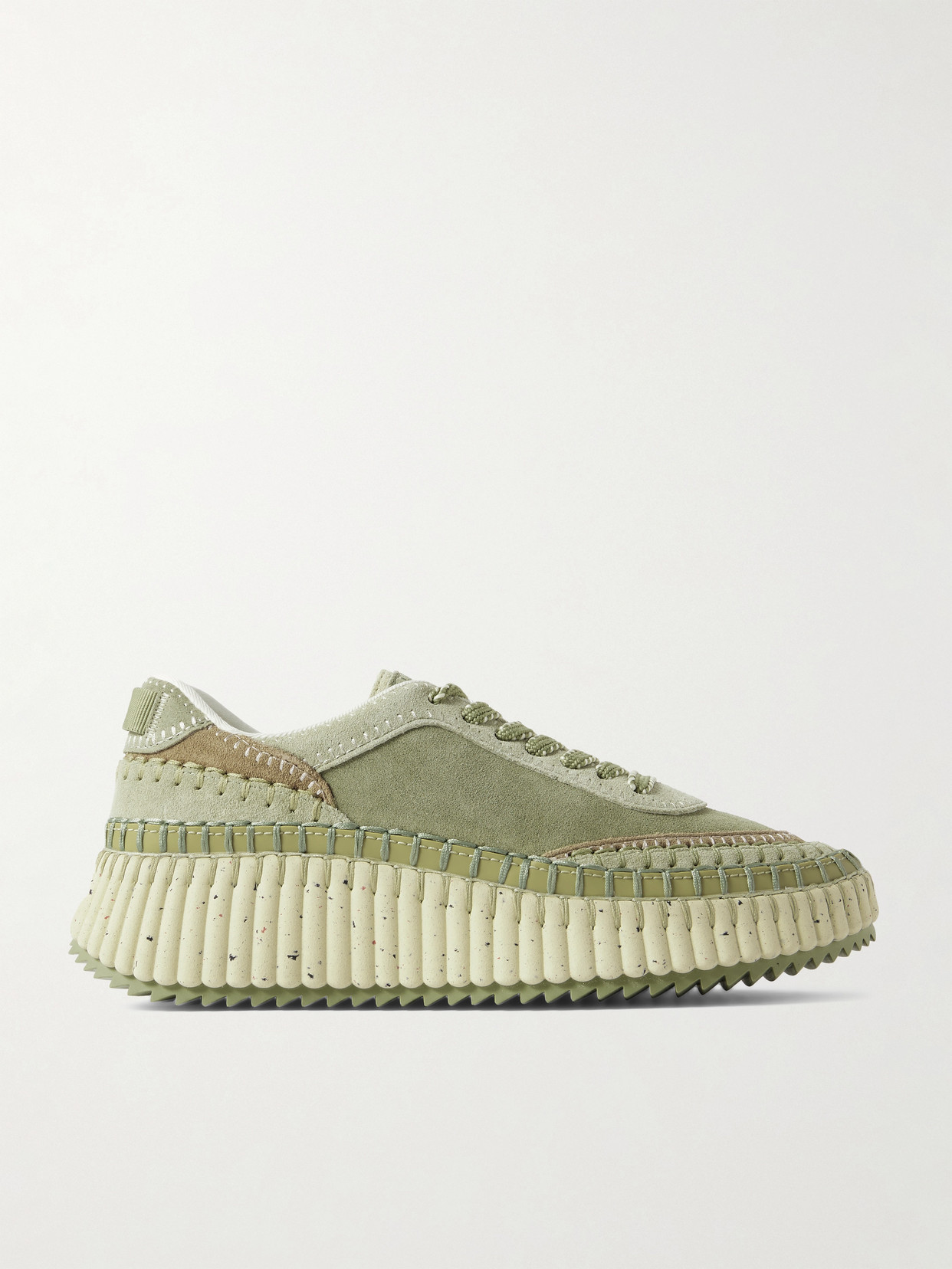 Chloé Nama Embroidered Suede Sneakers