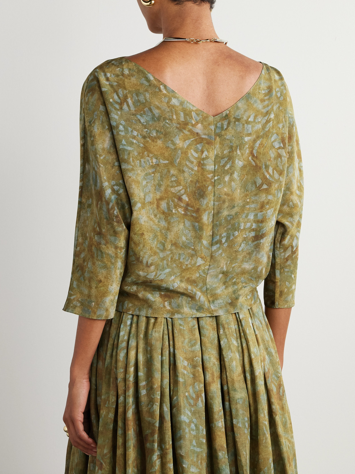 Cortana Printed Silk-crepe Top In Green