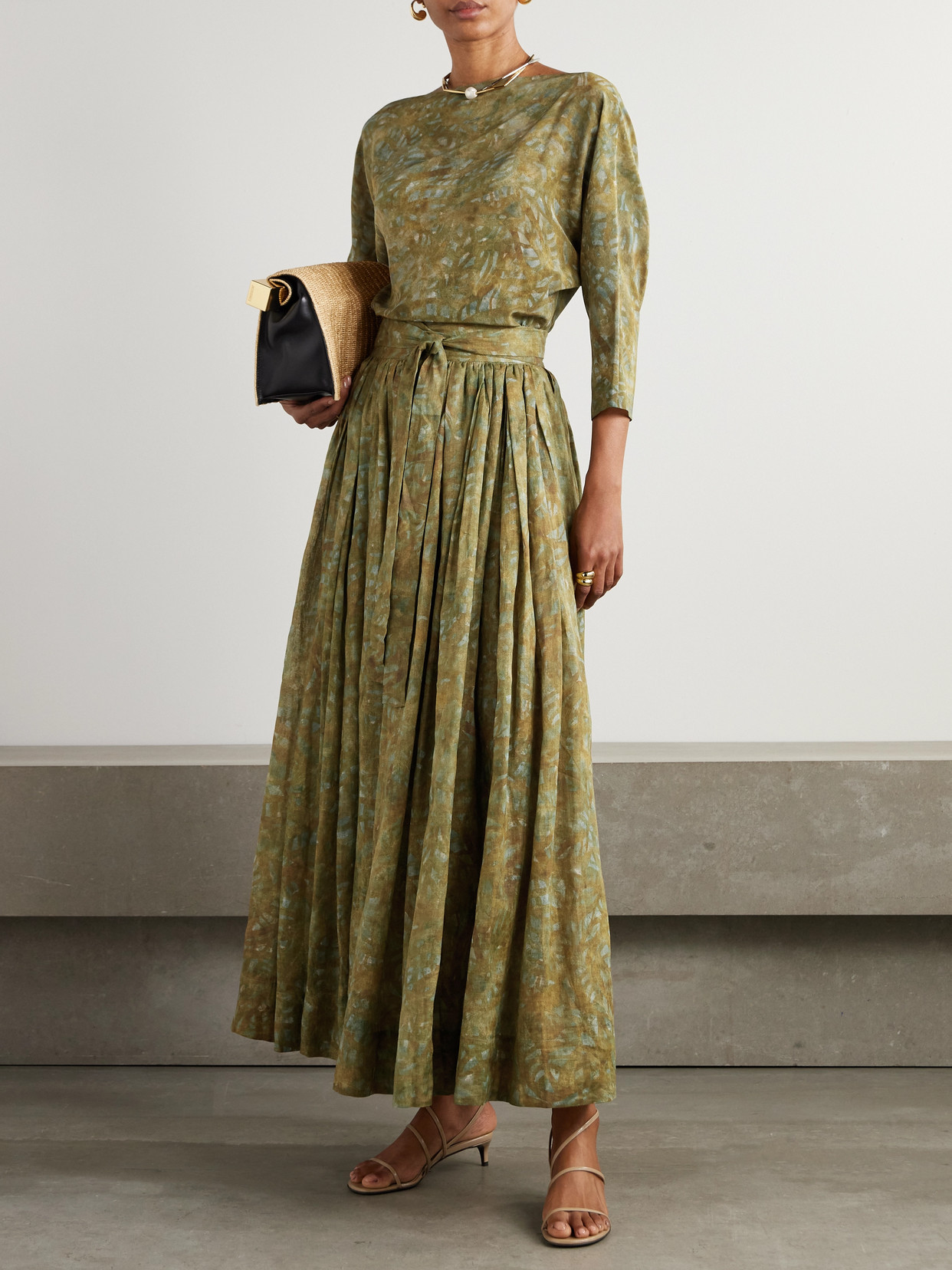 Cortana Printed Silk-crepe Top In Green