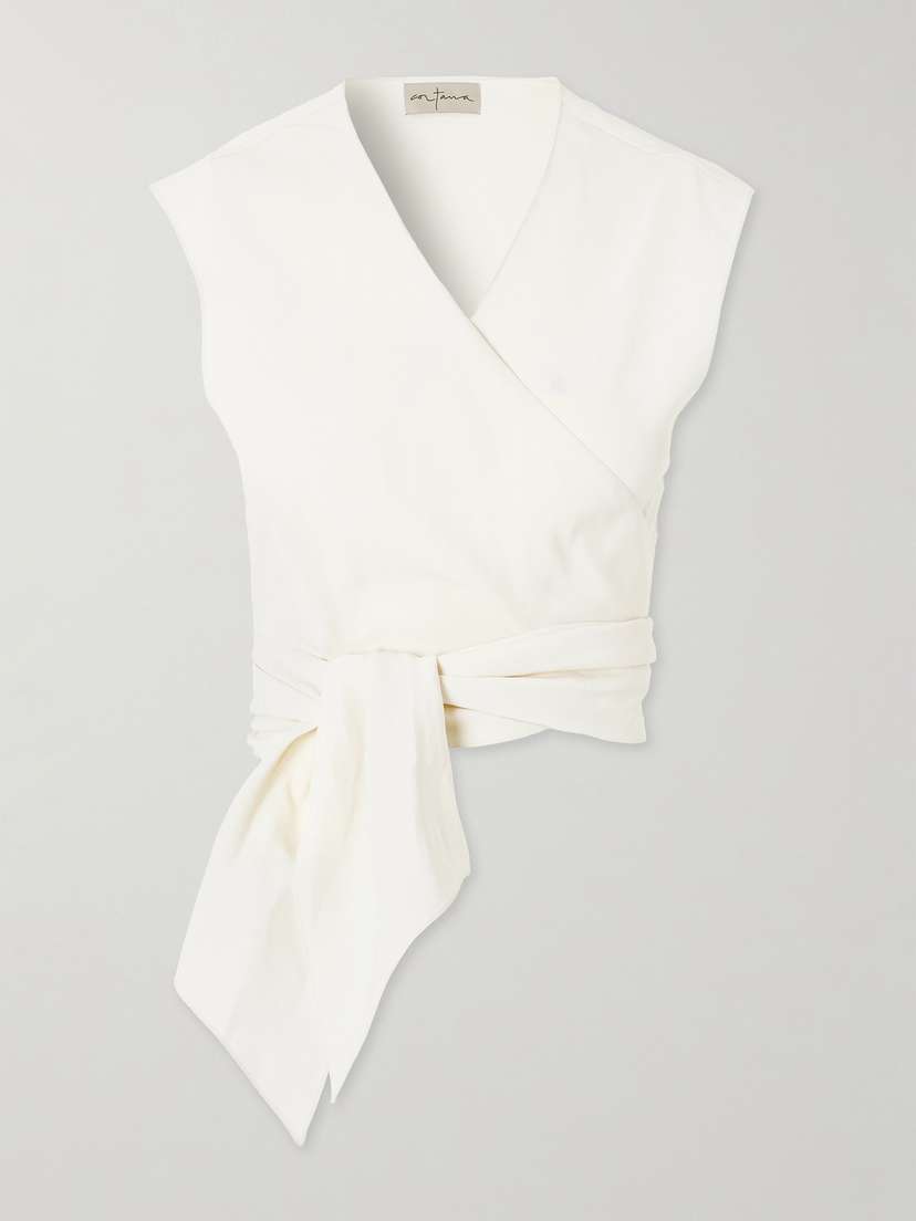Cortana Asa Linen-blend Wrap Top