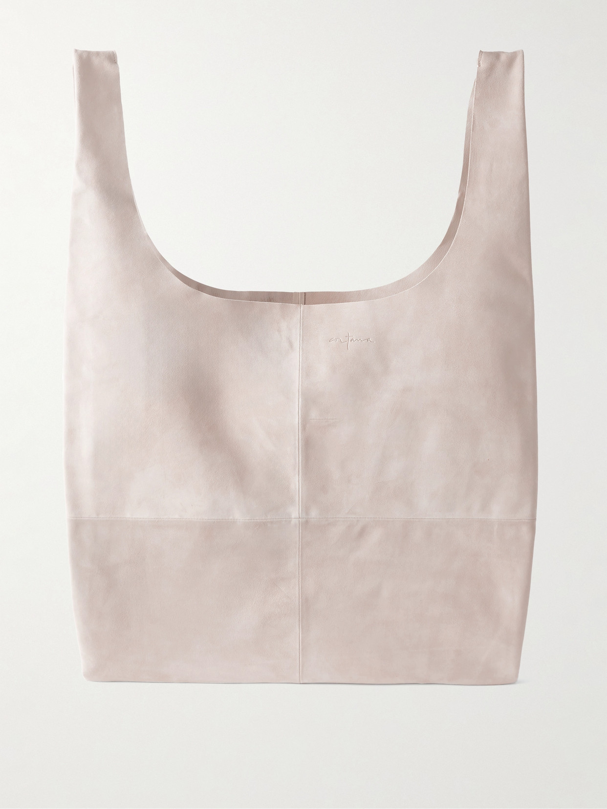 Cortana U Xl Debossed Suede Tote In Off-white