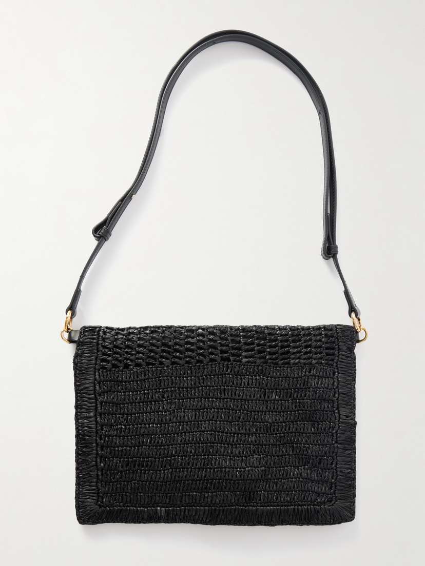 + Made For A Woman The Summer Banana Leather-trimmed Raffia Shoulder Bag | Image | 2