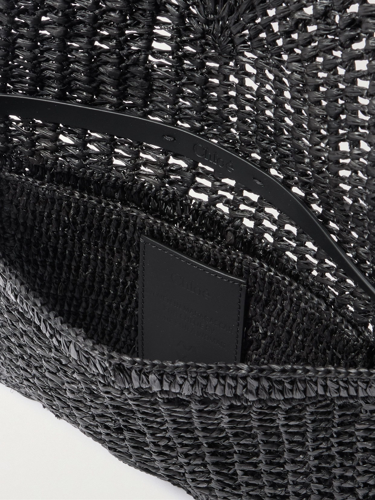 Chloé + Made For A Woman The Summer Banana Leather-trimmed Raffia Shoulder Bag