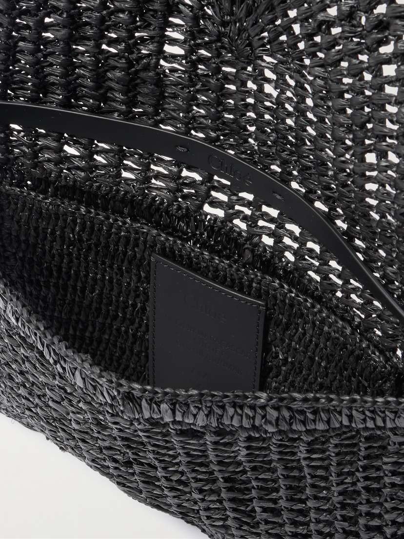 + Made For A Woman The Summer Banana Leather-trimmed Raffia Shoulder Bag | Image | 4