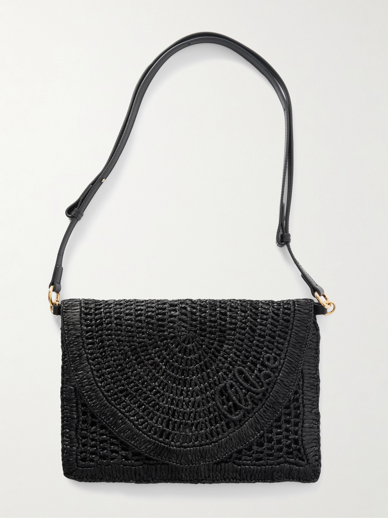 Chloé + Made For A Woman The Summer Banana Leather-trimmed Raffia Shoulder Bag