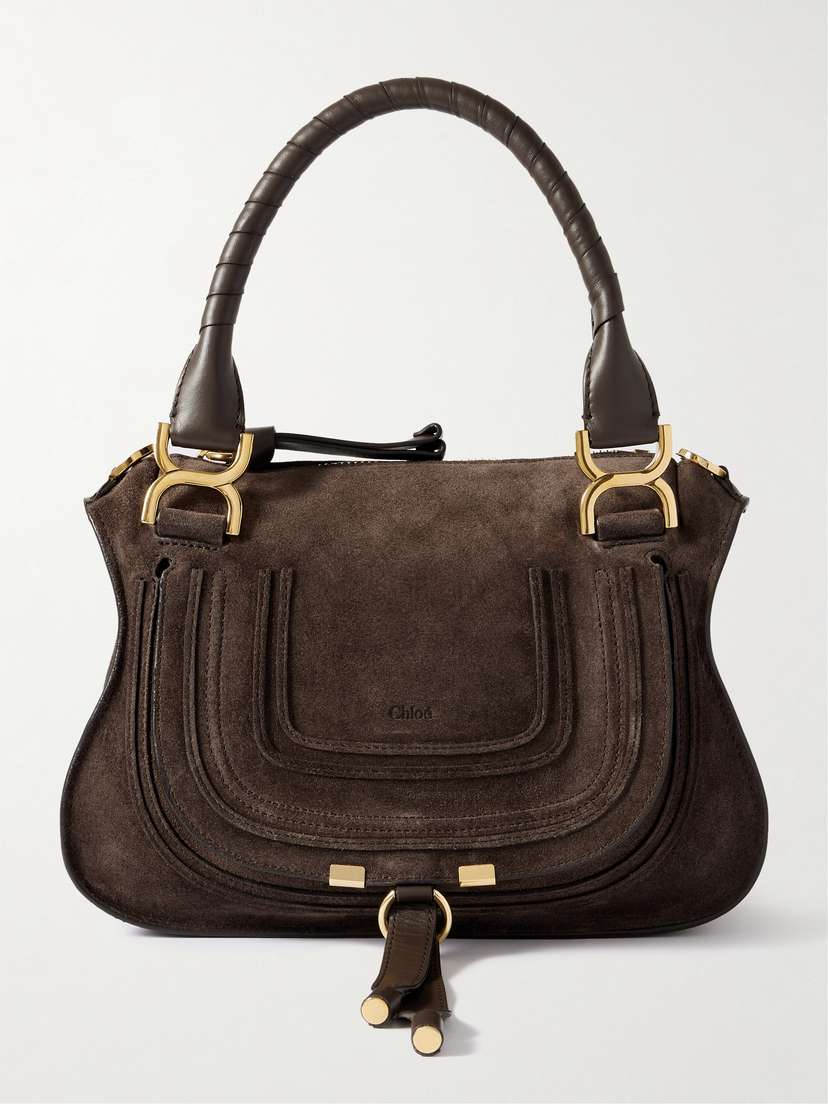 Chloé Marcie Small Leather-trimmed Suede Shoulder Bag