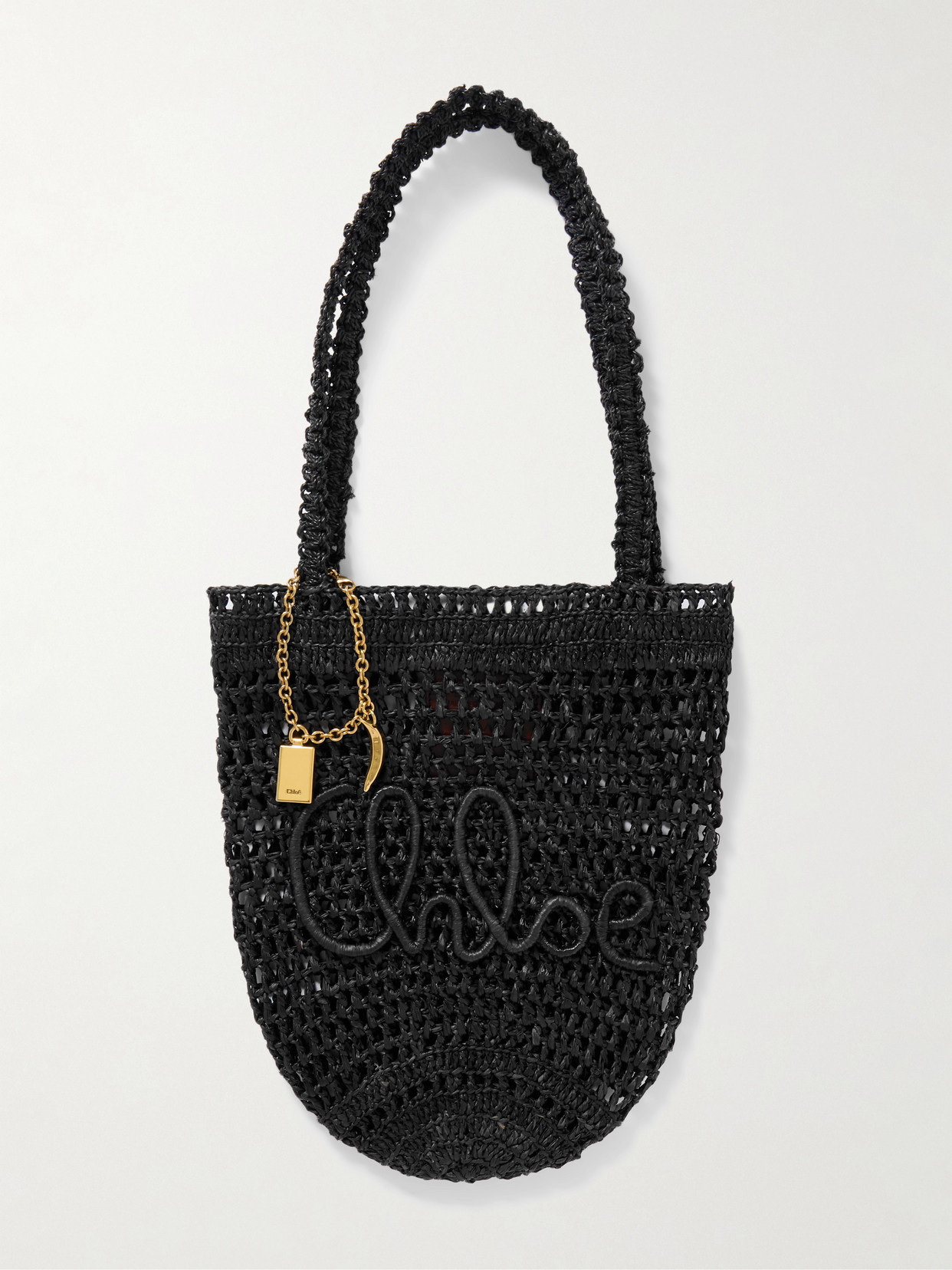 Chloé Summer Banana Embellished Embroidered Raffia Tote