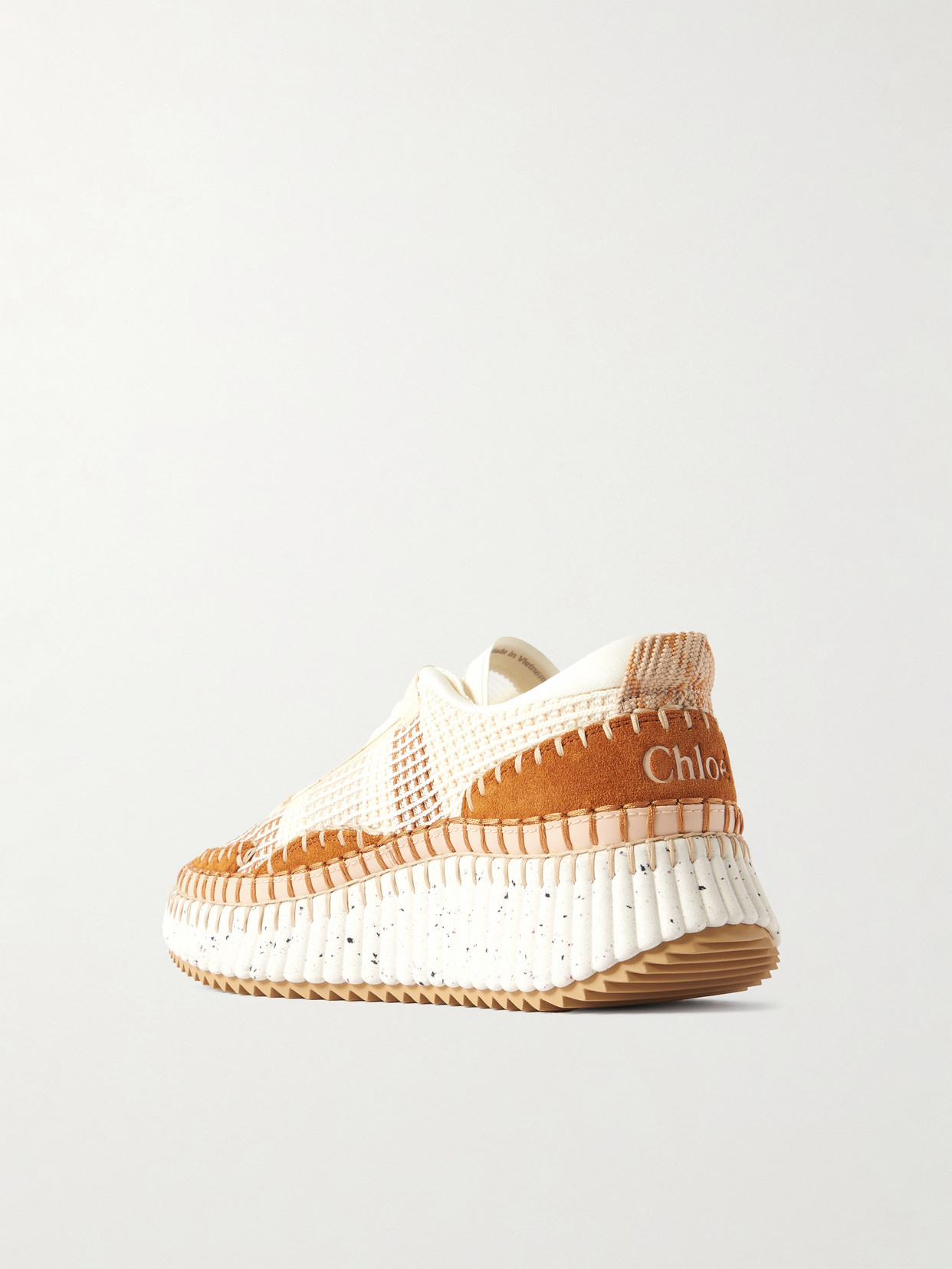 Chloé Nama Embroidered Suede And Recycled-mesh Sneakers