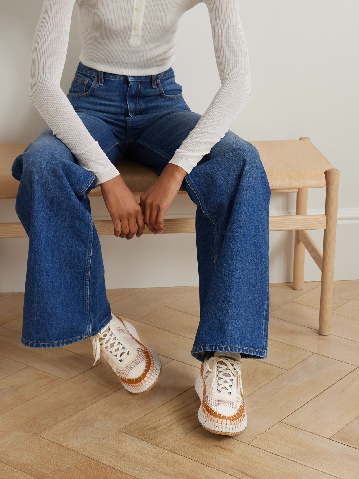 Chloé Nama Embroidered Suede And Recycled-mesh Sneakers