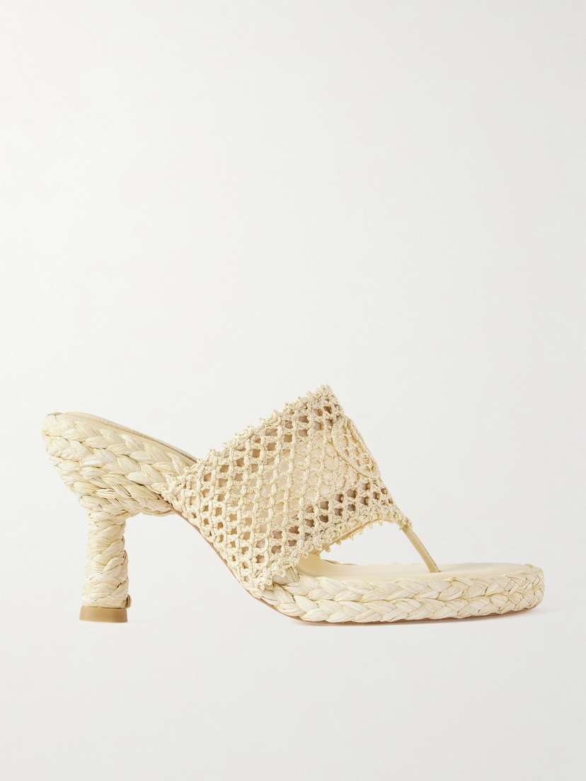 Chloé Isla Crocheted Raffia Mules