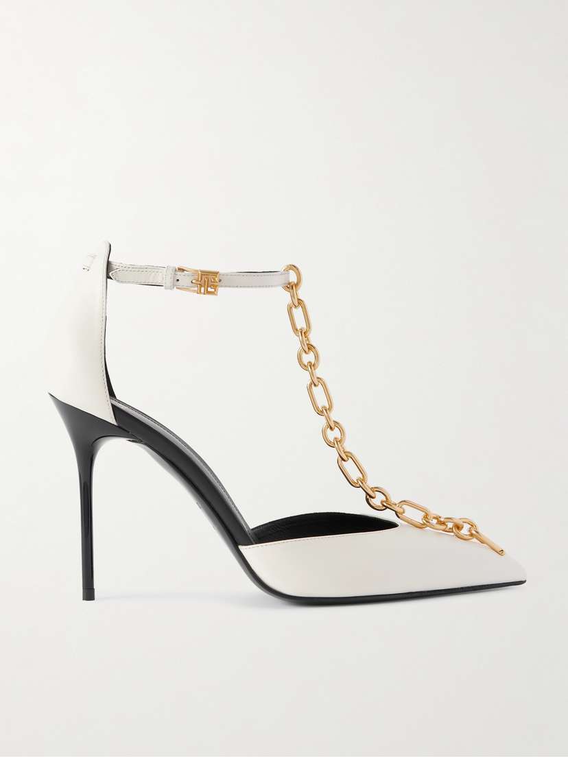Balmain Chain-embellished Leather Pumps