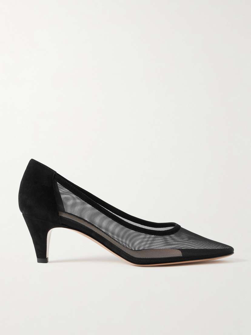 Gianvito Rossi Rete 55 Suede-trimmed Mesh Pumps