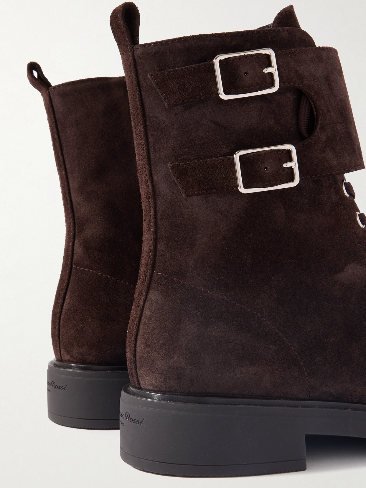 Gianvito Rossi Ripley Buckled Suede Ankle Boots