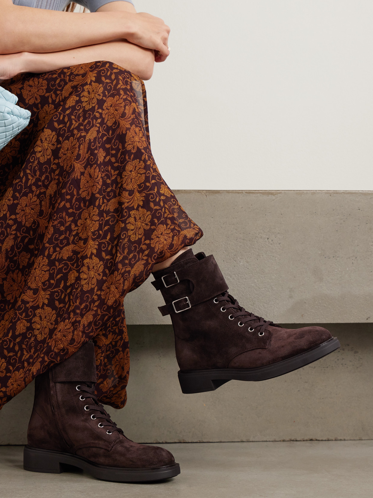 Gianvito Rossi Ripley Buckled Suede Ankle Boots