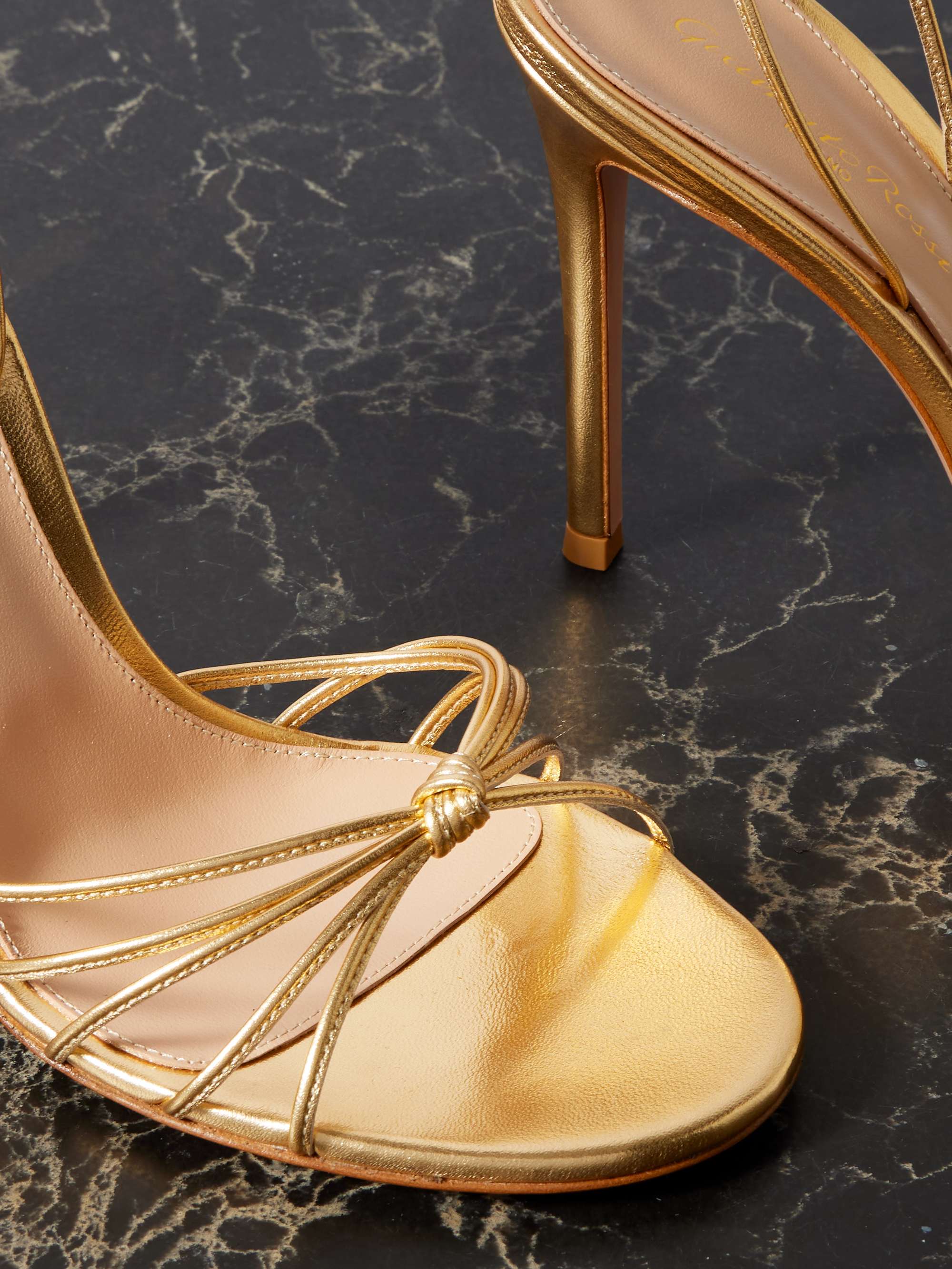GIANVITO ROSSI 85 lace-up metallic leather sandals | NET-A