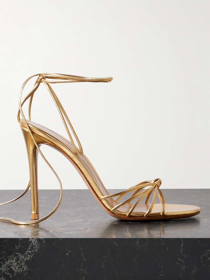 Gianvito Rossi 105 Lace-up Metallic Leather Sandals