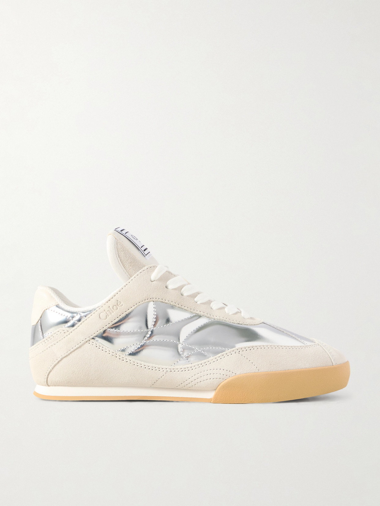Chloé Kick Suede And Metallic Leather Sneakers In Silver