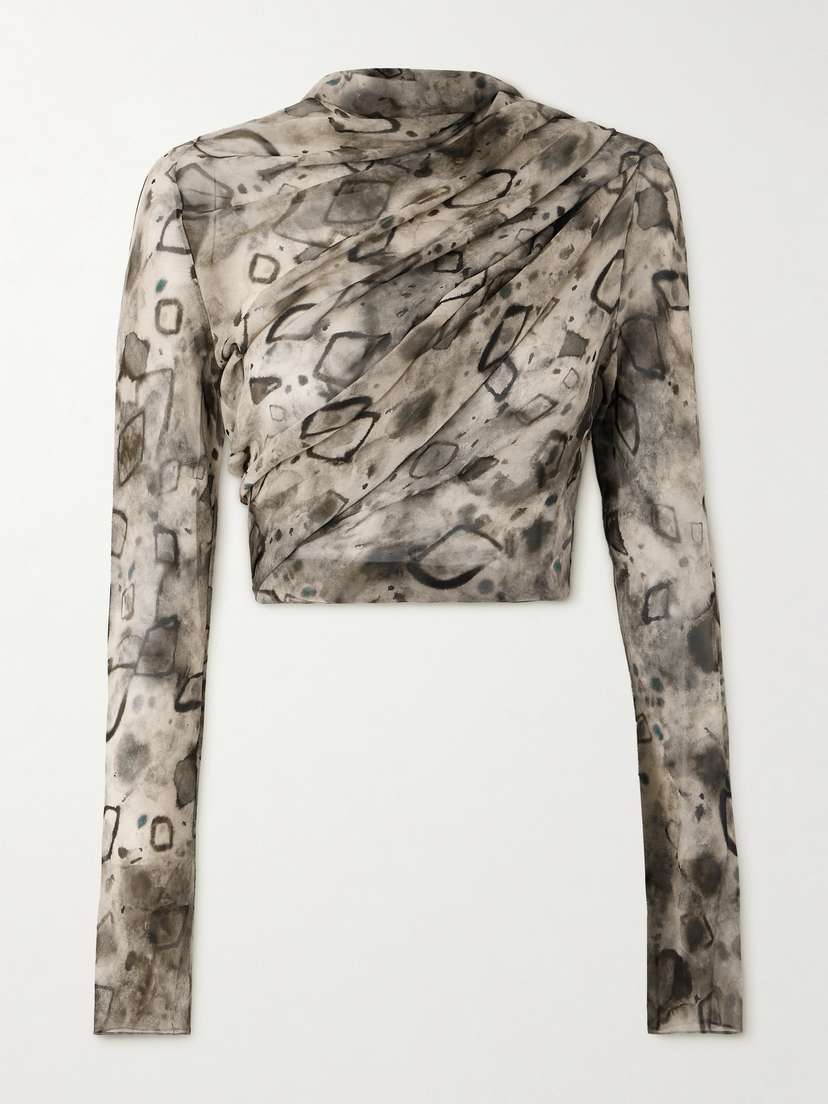 Cortana Meena Printed Silk-georgette Wrap Jacket