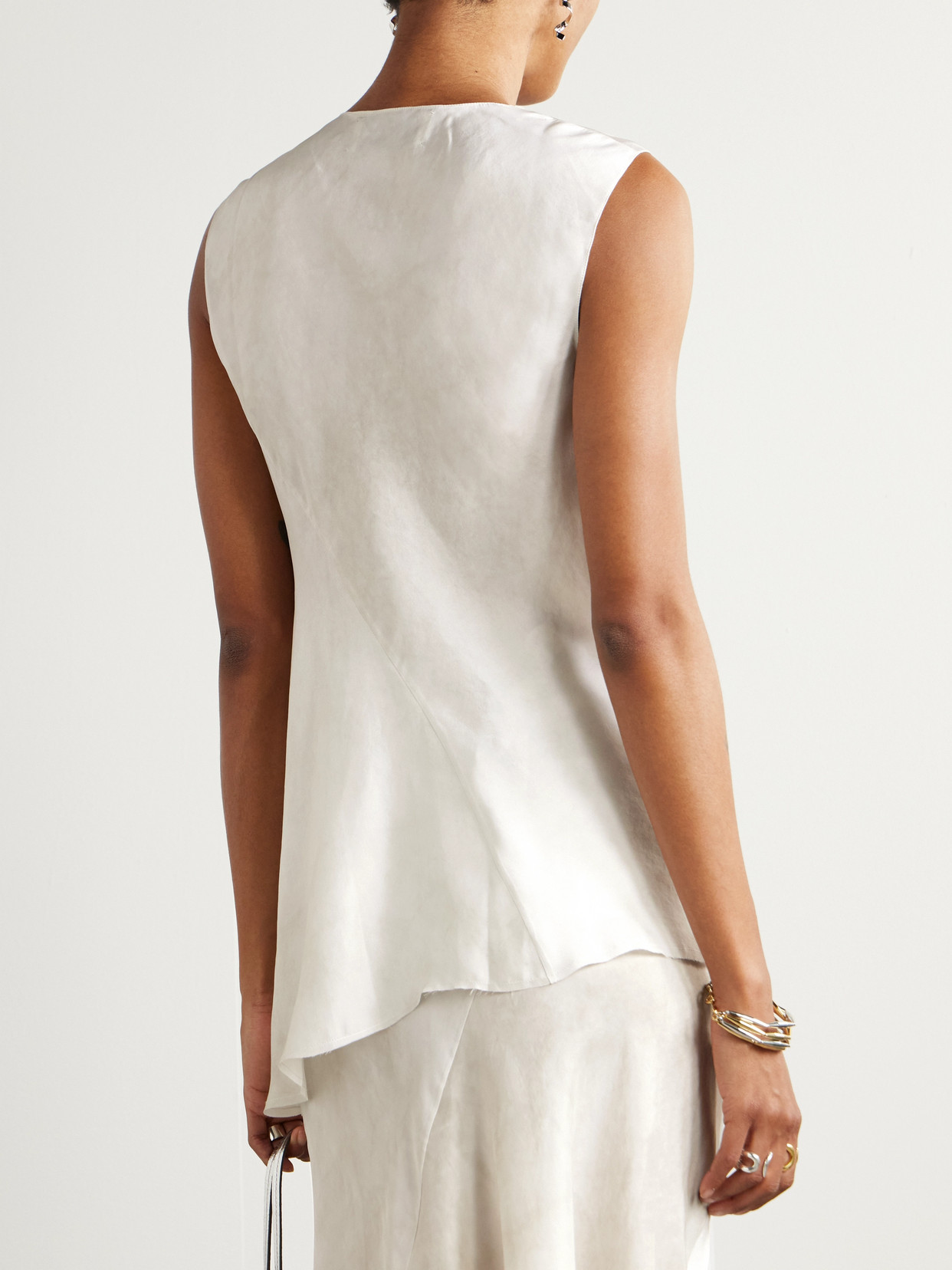 Cortana Dali Asymmetric Silk-voile Top In Neutral