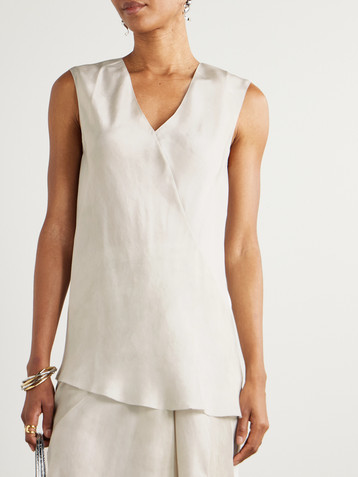 Cortana Dali asymmetric silk-voile top