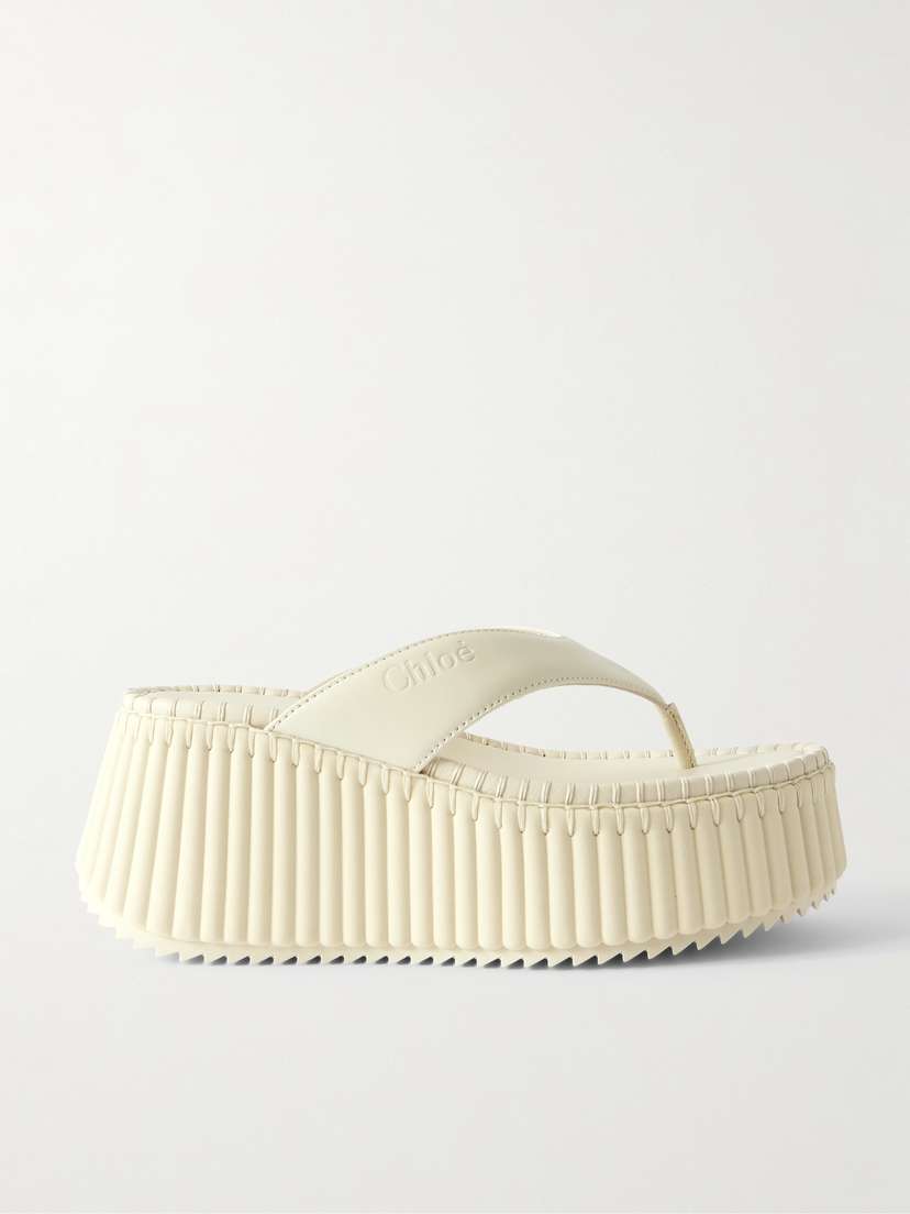 Chloé Nama Leather Platform Flip Flops