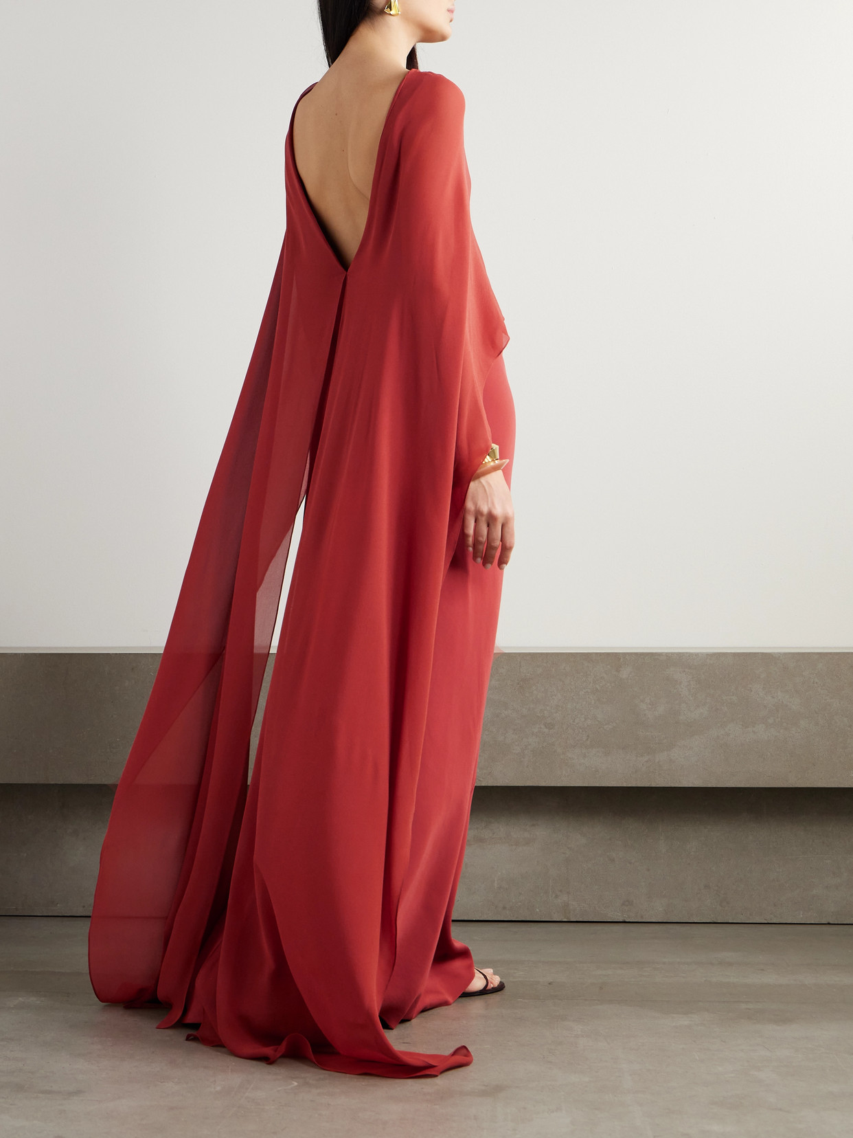 Cortana Luana Convertible Cape-effect Silk-chiffon Maxi Dress