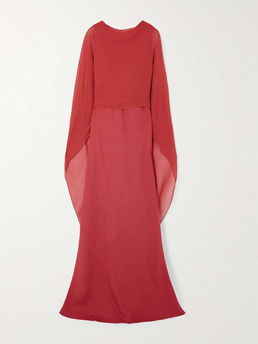Cortana Luana Convertible Cape-effect Silk-chiffon Maxi Dress