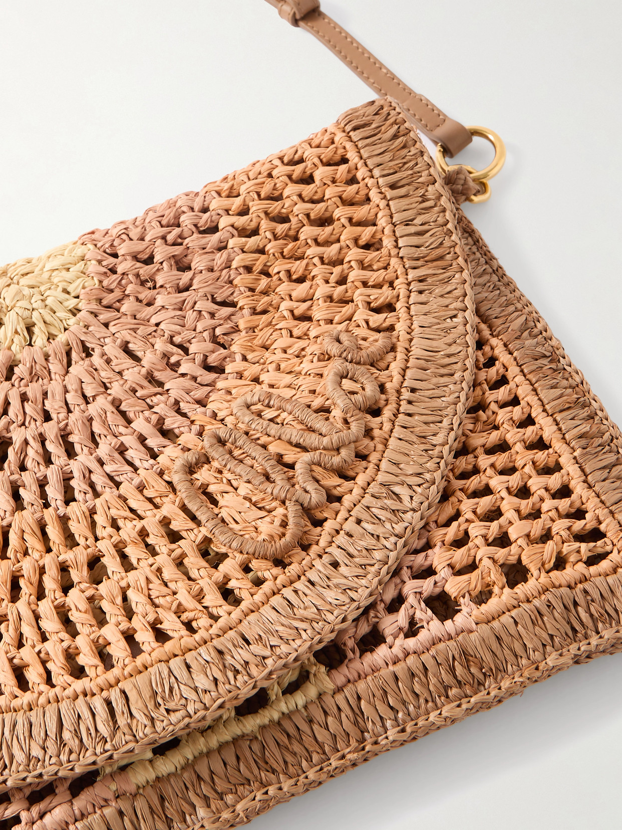 Chloé Embroidered Raffia Shoulder Bag