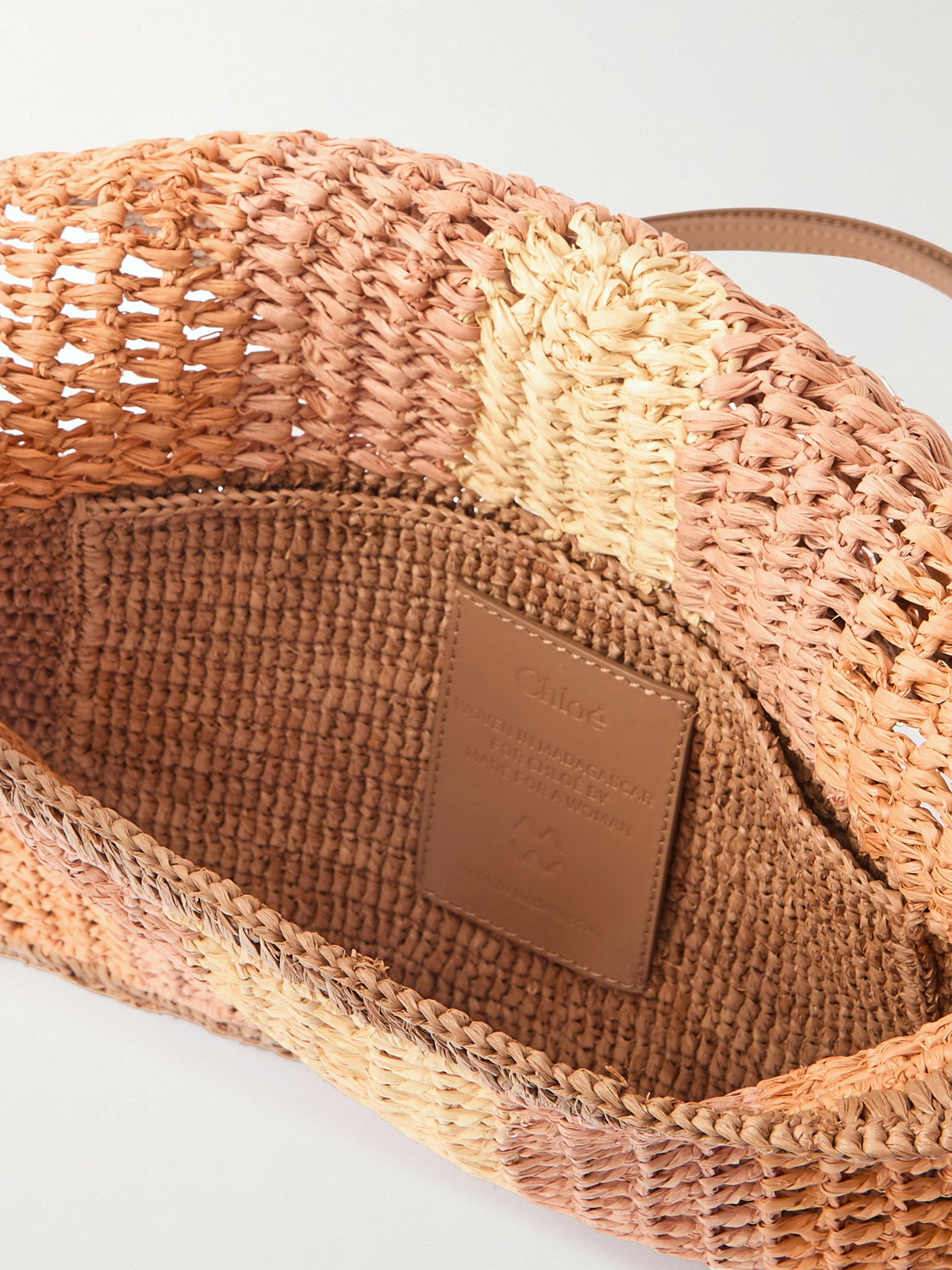 Chloé Embroidered Raffia Shoulder Bag