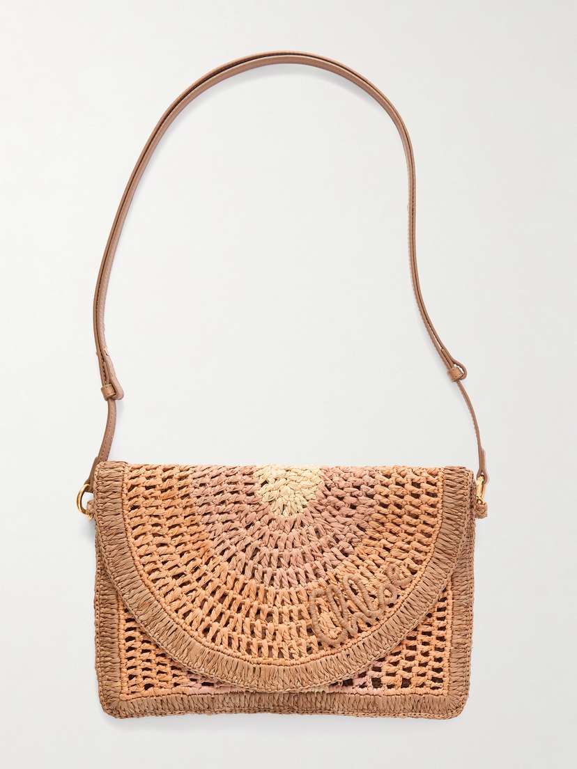 Chloé Embroidered Raffia Shoulder Bag
