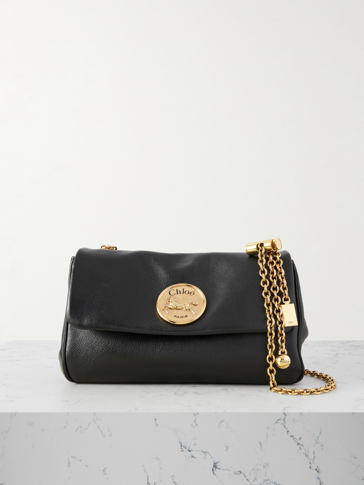 Chloé Heritage Small Leather Shoulder Bag In Black